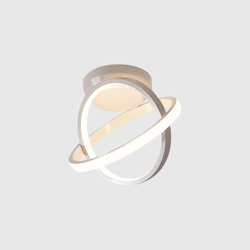 Ring Close to Ceiling Lamp Minimalism Metallic Black/White LED Flushmount Lighting in Warm/White Light Clearhalo 'Ceiling Lights' 'Close To Ceiling Lights' 'Close to ceiling' 'Flush mount' Lighting' 1867645