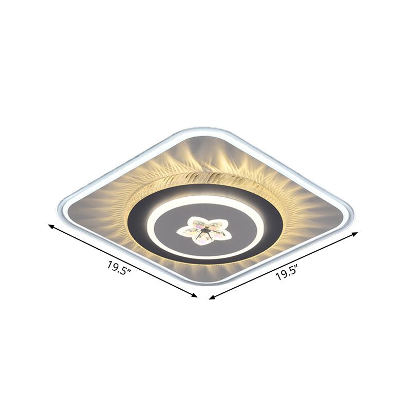 Nordic Square Flush Mount Lighting Acrylic LED Parlor Ceiling Light Fixture with Round/Heart Design in Grey Clearhalo 'Ceiling Lights' 'Close To Ceiling Lights' 'Close to ceiling' 'Flush mount' Lighting' 1867694