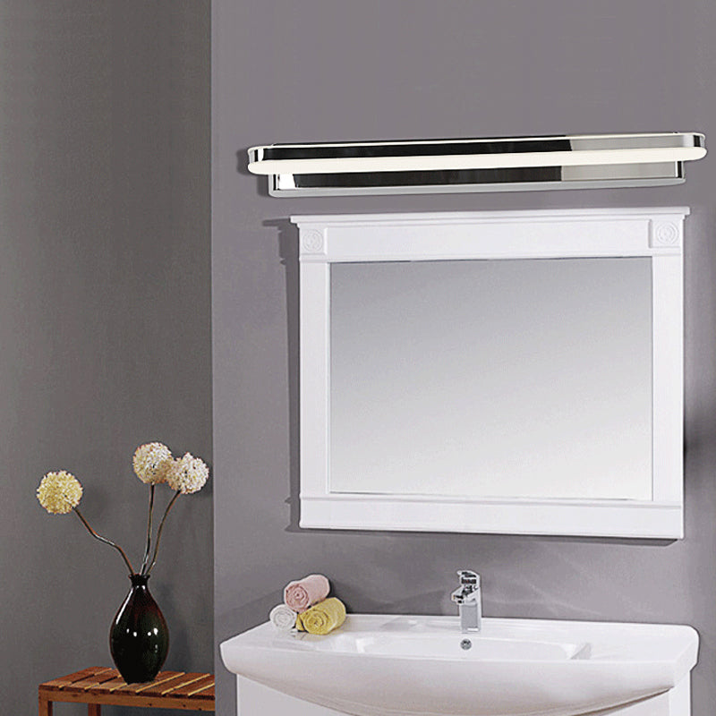 Nickel Linear Vanity Lighting Ideas Modernism LED Metal Wall Light Sconce in Warm/White Light for Bathroom Clearhalo 'Cast Iron' 'Glass' 'Industrial' 'Modern wall lights' 'Modern' 'Tiffany' 'Traditional wall lights' 'Vanity Lights' 'Wall Lights' Lighting' 1867701