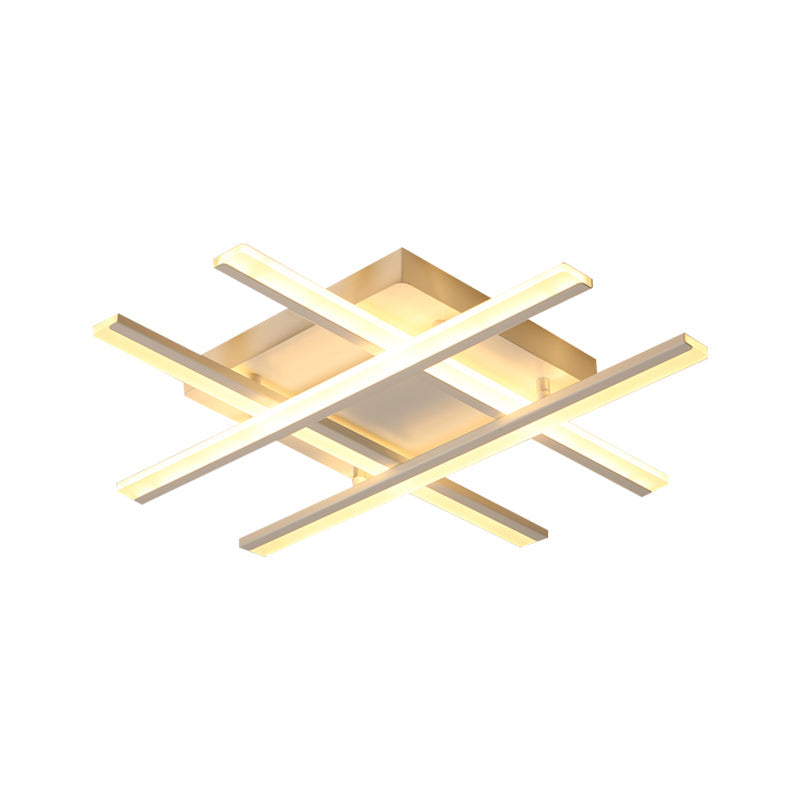 Cross Beam Living Room Flush Light Acrylic LED Minimalism Ceiling Mounted Fixture in White Clearhalo 'Ceiling Lights' 'Close To Ceiling Lights' 'Close to ceiling' 'Flush mount' Lighting' 1867739