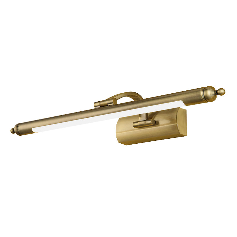 Straight Mirror Cabinet Vanity Lamp Metallic LED Modernism Wall Mounted Light Fixture in Brass Clearhalo 'Cast Iron' 'Glass' 'Industrial' 'Modern wall lights' 'Modern' 'Tiffany' 'Traditional wall lights' 'Vanity Lights' 'Wall Lights' Lighting' 1867750