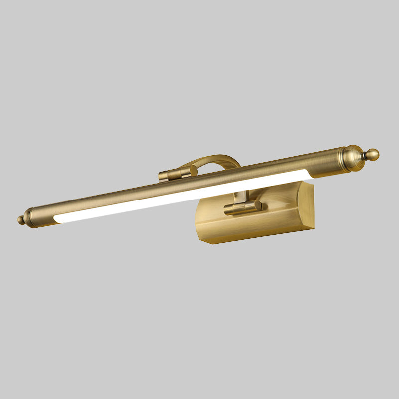 Straight Mirror Cabinet Vanity Lamp Metallic LED Modernism Wall Mounted Light Fixture in Brass Clearhalo 'Cast Iron' 'Glass' 'Industrial' 'Modern wall lights' 'Modern' 'Tiffany' 'Traditional wall lights' 'Vanity Lights' 'Wall Lights' Lighting' 1867751
