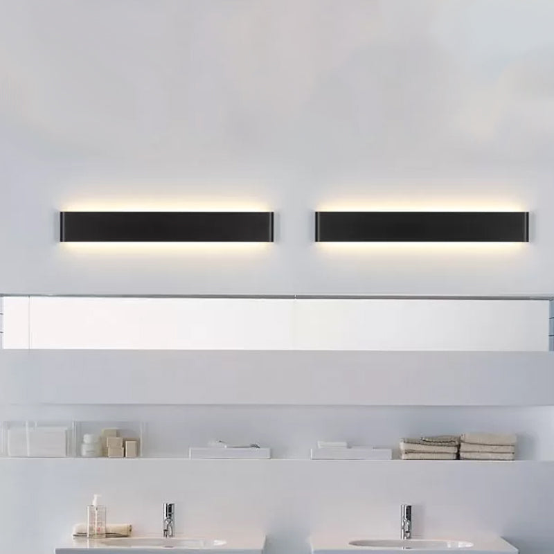 Great Room LED Wall Lamp Modernism Black/White Sconce Light Fixture with Rectangular Metal Shade Black Clearhalo 'Cast Iron' 'Glass' 'Industrial' 'Modern wall lights' 'Modern' 'Tiffany' 'Traditional wall lights' 'Wall Lamps & Sconces' 'Wall Lights' Lighting' 1867753