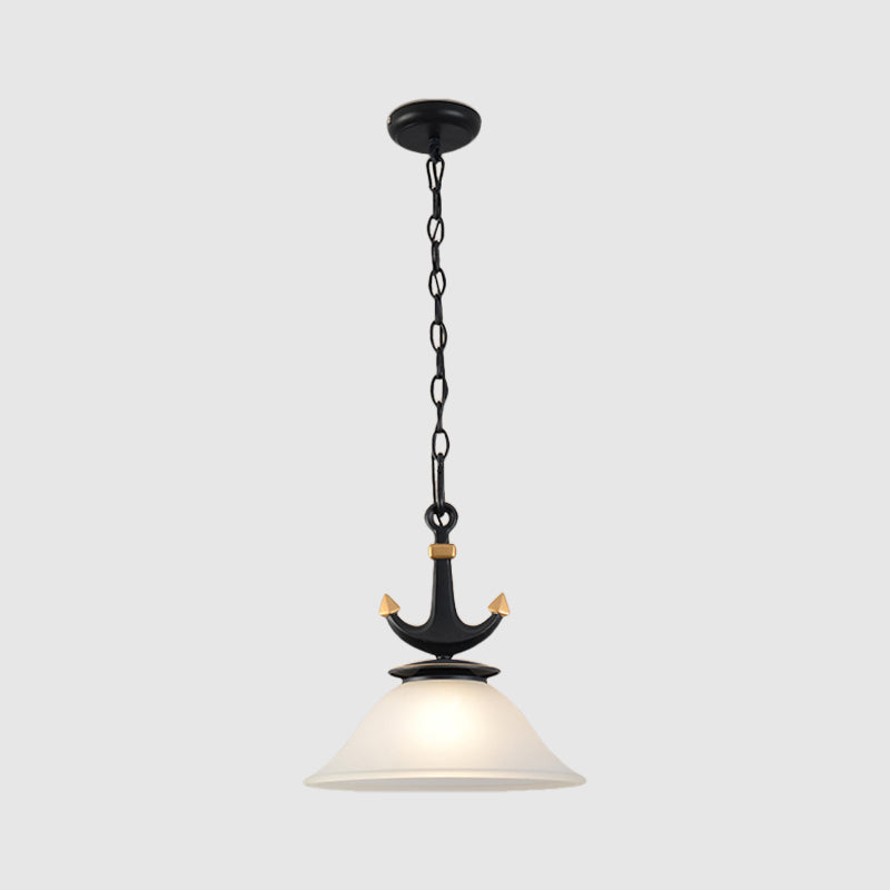 Cylinder/Flared Down Lighting Simple Dimpled Glass 1-Light 6"/13" W Nursery Hanging Lamp in Black/Blue Clearhalo 'Ceiling Lights' 'Glass shade' 'Glass' 'Pendant Lights' 'Pendants' Lighting' 1867816