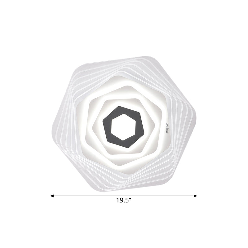 LED Bedroom Ceiling Lighting Simplicity White Flush Mount Fixture with Stacked Triangle/Square/Hexagon Acrylic Shade Clearhalo 'Ceiling Lights' 'Close To Ceiling Lights' 'Close to ceiling' 'Flush mount' Lighting' 1867851