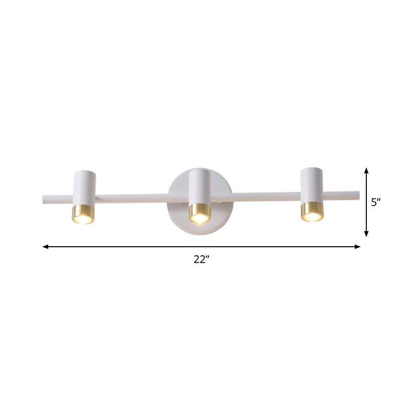 3-Arm Wall Mounted Light Fixture Minimalism Metallic 3 Heads Bathroom Vanity Lamp in White Clearhalo 'Cast Iron' 'Glass' 'Industrial' 'Modern wall lights' 'Modern' 'Tiffany' 'Traditional wall lights' 'Vanity Lights' 'Wall Lights' Lighting' 1867973