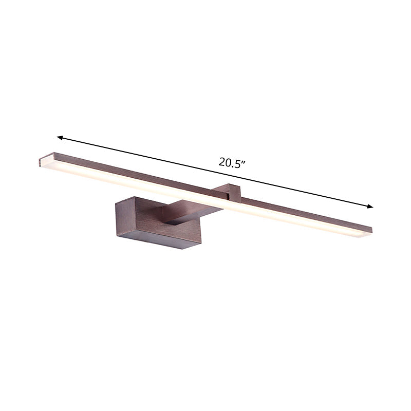 Tubular Vanity Lighting Contemporary Metallic LED Coffee Wall Mount Light Fixture in Warm/White Light, 16.5"/20.5" L Clearhalo 'Cast Iron' 'Glass' 'Industrial' 'Modern wall lights' 'Modern' 'Tiffany' 'Traditional wall lights' 'Vanity Lights' 'Wall Lights' Lighting' 1868100
