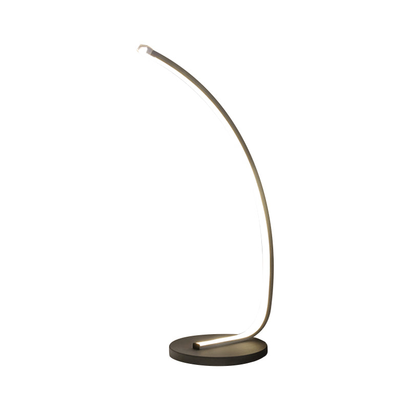 Bent Bedroom Reading Task Light Metal Modern Style LED Night Table Lighting in Black/White Clearhalo 'Lamps' 'Table Lamps' Lighting' 1868140