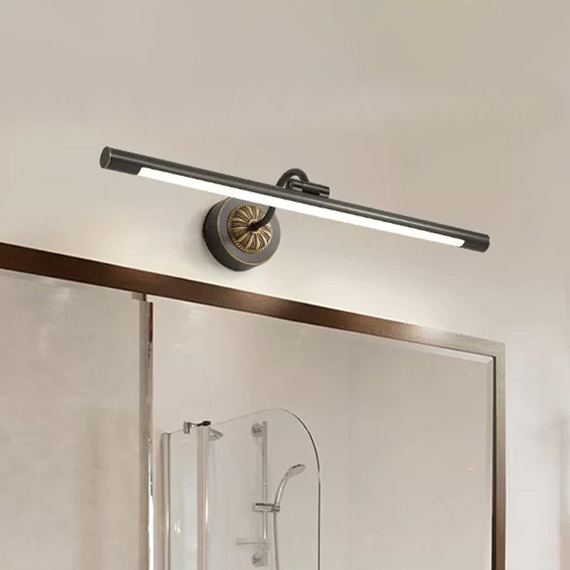 17"/22" Wide Elongated Wall Lamp Simplicity Metal LED Black Vanity Mirror Light with Swing Arm Black Clearhalo 'Cast Iron' 'Glass' 'Industrial' 'Modern wall lights' 'Modern' 'Tiffany' 'Traditional wall lights' 'Vanity Lights' 'Wall Lights' Lighting' 1868150