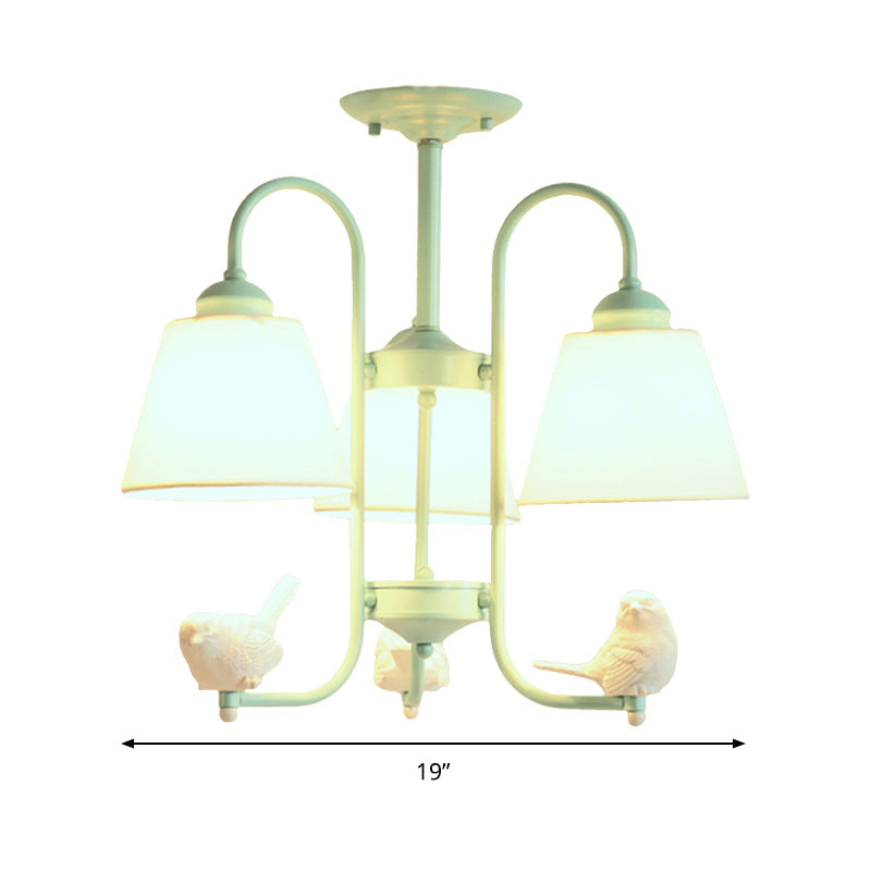 Nordic Stylish Bucket Hanging Light with Vivid Pigeon Metal Chandelier in Green for Restaurant Clearhalo 'Ceiling Lights' 'Chandeliers' Lighting' options 186825