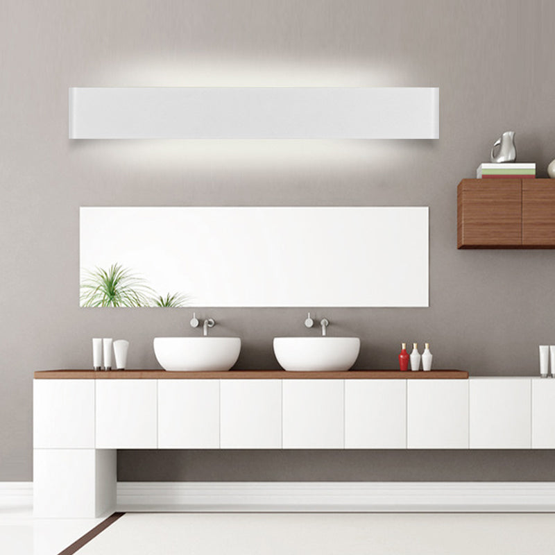 Modernism Rectangle Vanity Wall Sconce Black/White Aluminum LED Living Room Wall Mount Lamp in Warm/White Light White Clearhalo 'Cast Iron' 'Glass' 'Industrial' 'Modern wall lights' 'Modern' 'Tiffany' 'Traditional wall lights' 'Vanity Lights' 'Wall Lights' Lighting' 1868257