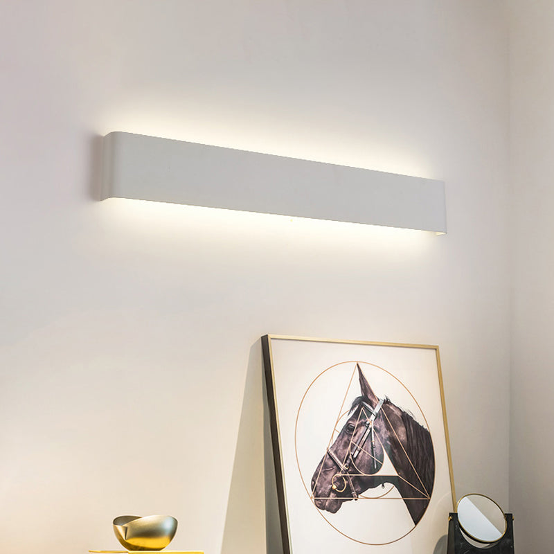 Modernism Rectangle Vanity Wall Sconce Black/White Aluminum LED Living Room Wall Mount Lamp in Warm/White Light Clearhalo 'Cast Iron' 'Glass' 'Industrial' 'Modern wall lights' 'Modern' 'Tiffany' 'Traditional wall lights' 'Vanity Lights' 'Wall Lights' Lighting' 1868258
