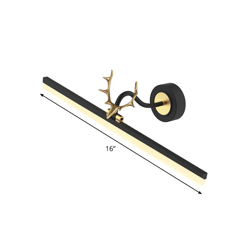 Simplicity LED Antler Wall Mount Lamp Black Linear Vanity Light with Acrylic Shade in Warm/White Light Clearhalo 'Modern wall lights' 'Modern' 'Vanity Lights' 'Wall Lights' Lighting' 1868272