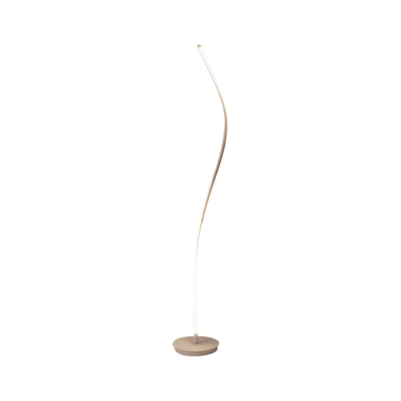 Black/White Spiral Stand Up Lamp Modernist LED Metallic Reading Floor Light for Drawing Room Clearhalo 'Floor Lamps' 'Lamps' Lighting' 1868296