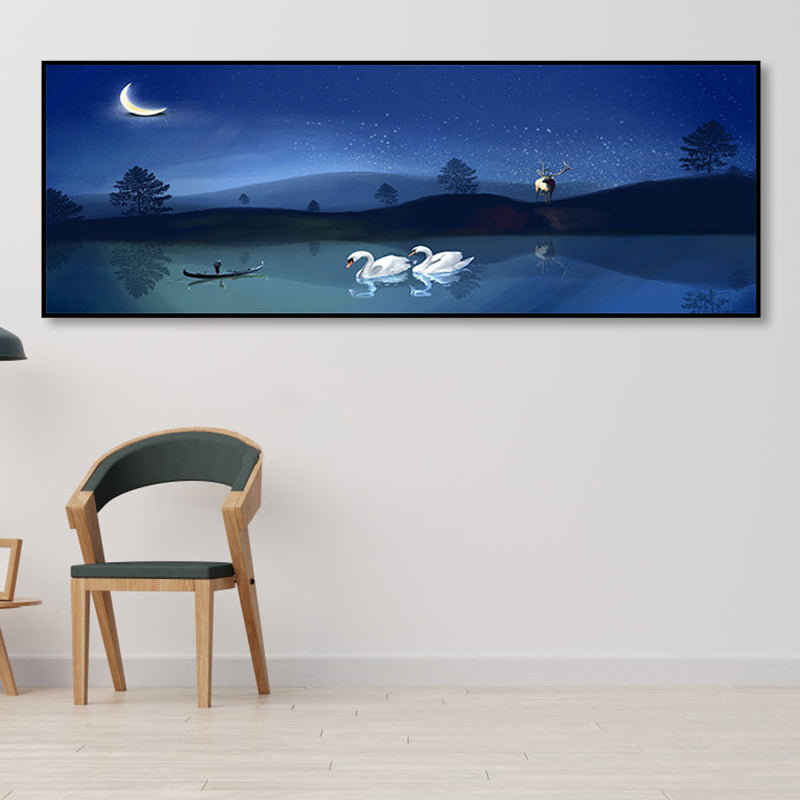 Wild Animal Wrapped Canvas Textured Tropical Style Bedroom Painting in Light Color Clearhalo 'Art Gallery' 'Canvas Art' 'Coastal Art Gallery' 'Tropical' Arts' 1868361