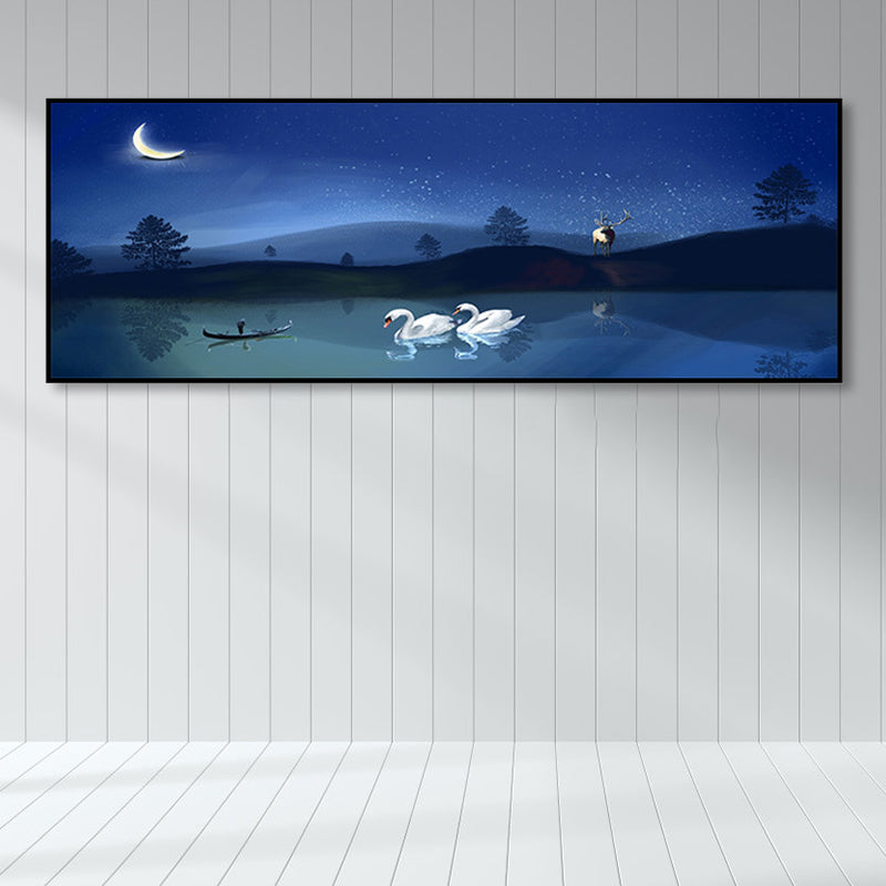 Wild Animal Wrapped Canvas Textured Tropical Style Bedroom Painting in Light Color Clearhalo 'Art Gallery' 'Canvas Art' 'Coastal Art Gallery' 'Tropical' Arts' 1868362