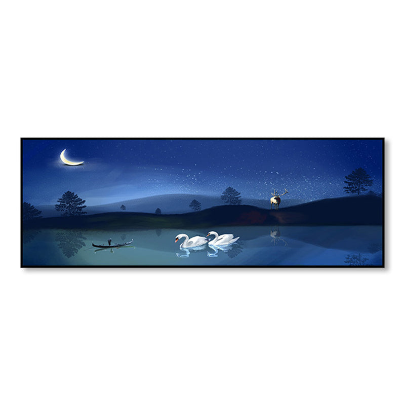 Wild Animal Wrapped Canvas Textured Tropical Style Bedroom Painting in Light Color Clearhalo 'Art Gallery' 'Canvas Art' 'Coastal Art Gallery' 'Tropical' Arts' 1868363