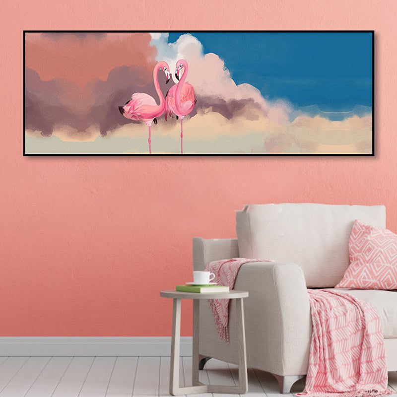 Wild Animal Wrapped Canvas Textured Tropical Style Bedroom Painting in Light Color Clearhalo 'Art Gallery' 'Canvas Art' 'Coastal Art Gallery' 'Tropical' Arts' 1868365