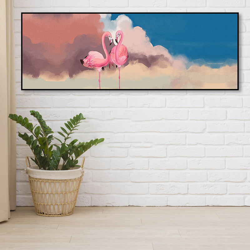 Wild Animal Wrapped Canvas Textured Tropical Style Bedroom Painting in Light Color Clearhalo 'Art Gallery' 'Canvas Art' 'Coastal Art Gallery' 'Tropical' Arts' 1868366