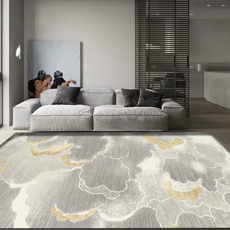 Light Grey Oriental Rug Polypropylene Cloud Pattern Area Rug Pet Friendly Washable Non-Slip Rug for Nursery Light Gray Clearhalo 'Area Rug' 'Rug' 1868464