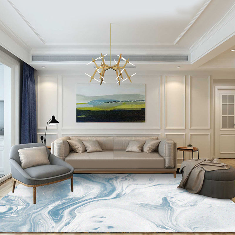 Modernist Decoration Rug Blue Watercolor Pattern Rug Polypropylene Washable Non-Slip Pet Friendly Area Rug Blue Clearhalo 'Area Rug' 'Rug' 1868810
