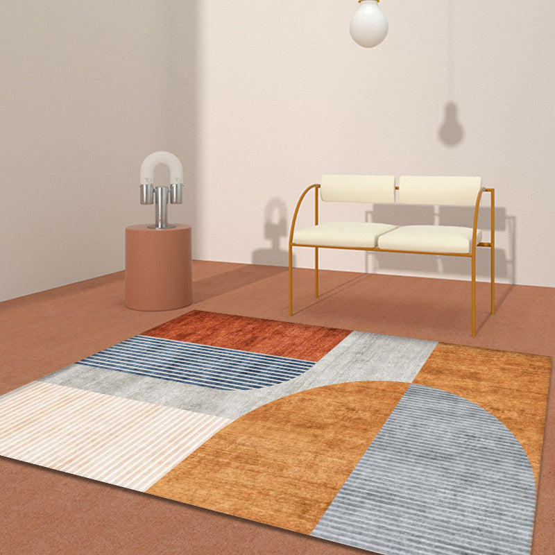 Orange-Red Modern Rug Polyester Colorblock Striped Pattern Rug Pet Friendly Washable Non-Slip Carpet for Home Orange Clearhalo 'Area Rug' 'Rug' 1868947