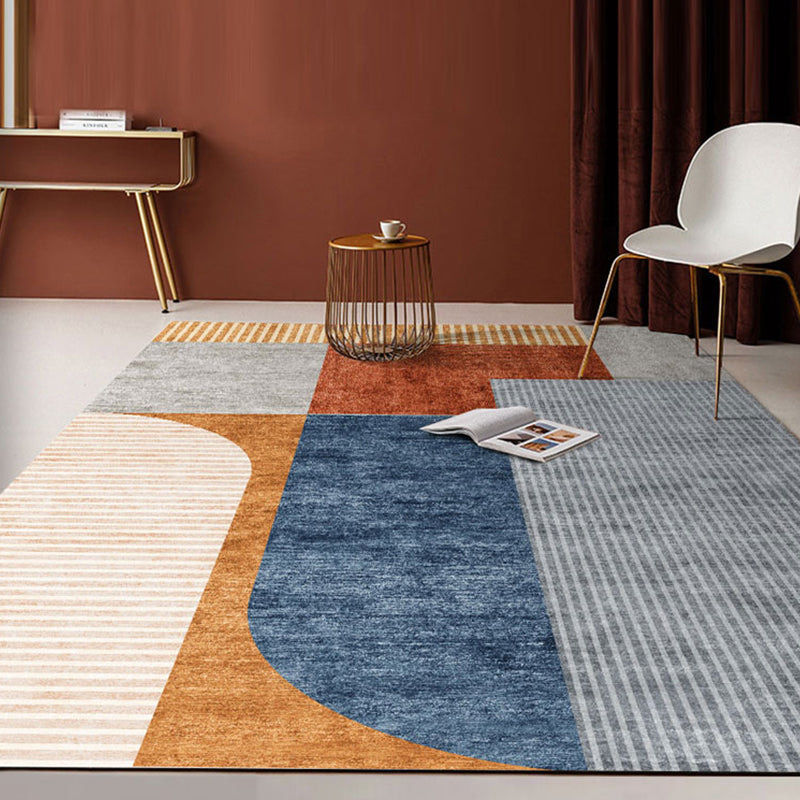 Orange-Red Modern Rug Polyester Colorblock Striped Pattern Rug Pet Friendly Washable Non-Slip Carpet for Home Grey Clearhalo 'Area Rug' 'Rug' 1868949