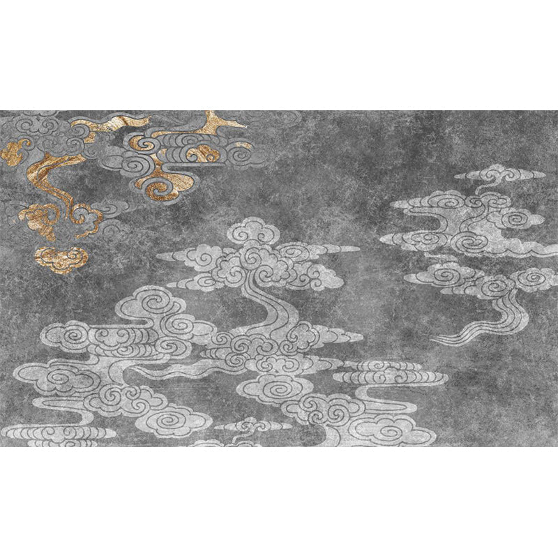 Oriental Living Room Rug Grey Cloud Pattern Rug Synthetics Washable Non-Slip Pet Friendly Carpet Clearhalo 'Area Rug' 'Rug' 1868972