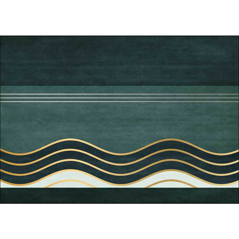 Green Nordic Rug Polypropylene Swirl Stripe Pattern Rug Pet Friendly Washable Non-Slip Area Rug for Bedroom Clearhalo 'Area Rug' 'Modern' 'Rugs' Rug' 1869037