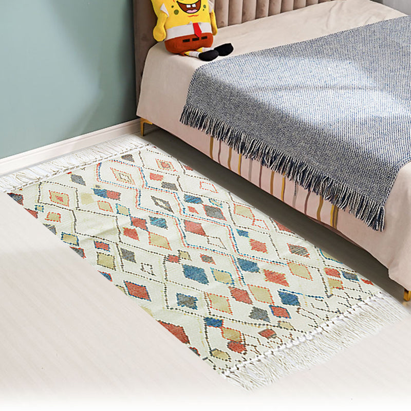 Multicolor Tribal Pattern Rug Cotton Southwestern Rug Washable Non-Slip Pet Friendly Carpet for Living Room Beige 2' x 2'11" Clearhalo 'Area Rug' 'Rugs' 'Southwestern' Rug' 1869304