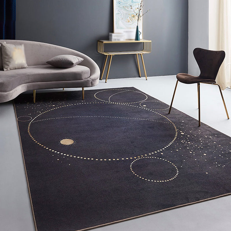 Creative Geometric Rug Black and Brown Minimalist Rug Chenille Pet Friendly Washable Non-Slip Area Rug for Bedroom Black Clearhalo 'Area Rug' 'Rug' 1869436
