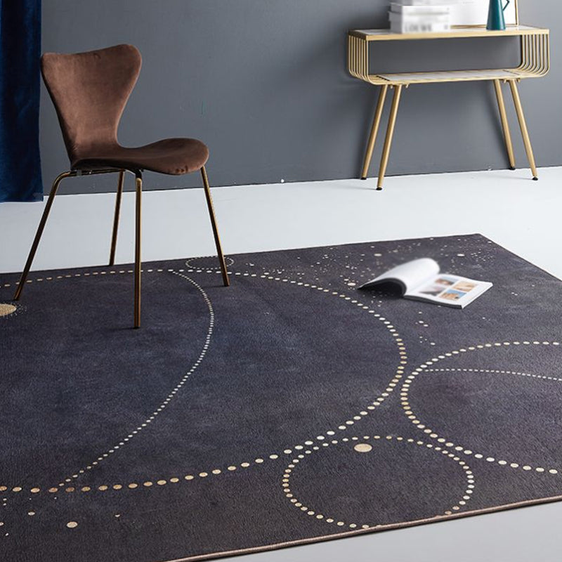 Creative Geometric Rug Black and Brown Minimalist Rug Chenille Pet Friendly Washable Non-Slip Area Rug for Bedroom Clearhalo 'Area Rug' 'Rug' 1869437