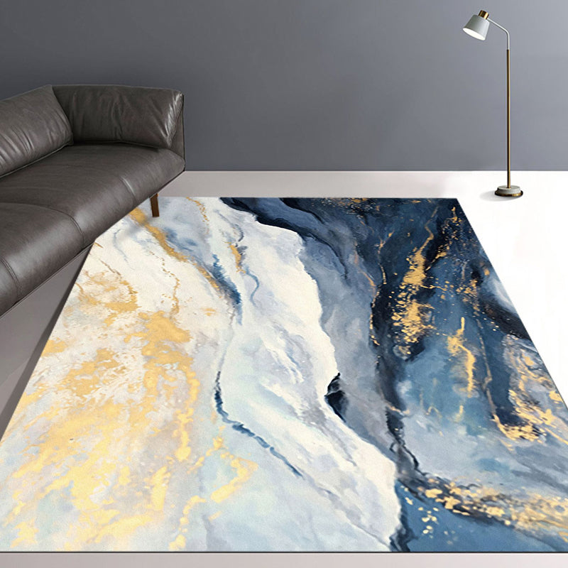 Modern Decoration Rug Blue Watercolor Pattern Rug Polypropylene Washable Non-Slip Pet Friendly Area Rug Clearhalo 'Area Rug' 'Rug' 1869496