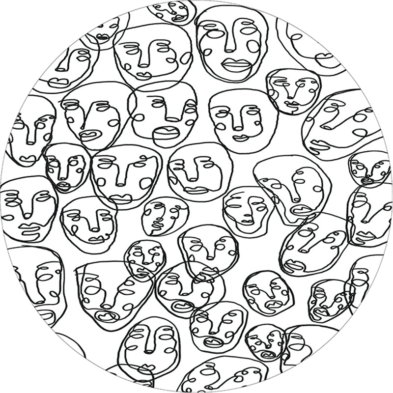 Modernism Face Pattern Rug White Polypropylene Carpet Anti-Slip Backing Pet Friendly Washable Rug for Decoration Clearhalo 'Area Rug' 'Rug' 1869596