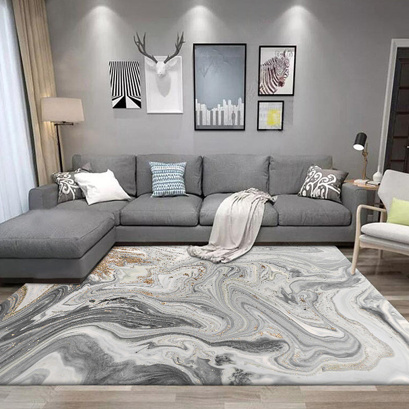 Casual Abstract Rug Grey Nordic Rug Polyester Washable Non-Slip Pet Friendly Carpet for Living Room Clearhalo 'Area Rug' 'Modern' 'Rugs' Rug' 1869993