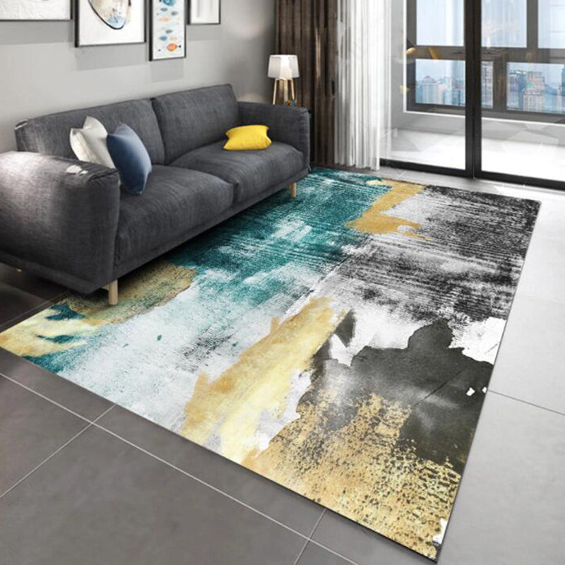 Multi Color Industrial Rug Polyester Abstract Pattern Rug Pet Friendly Non-Slip Area Rug for Parlour Black Clearhalo 'Area Rug' 'Rug' 1870006