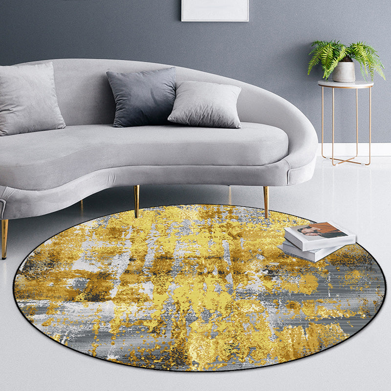 Industrial Abstract Rug Gold Polyester Carpet Anti-Slip Pet Friendly Washable Rug for Home Gold Clearhalo 'Area Rug' 'Rug' 1870015