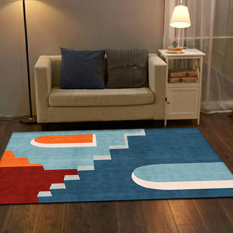 Blue Nordic Rug Polypropylene Door Pattern Rug Pet Friendly Washable Non-Slip Area Rug for Bedroom Clearhalo 'Area Rug' 'Rug' 1870194