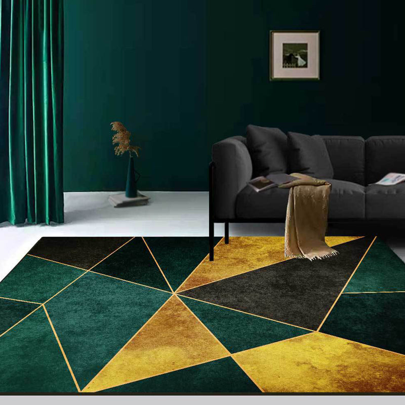 Green Nordic Rug Synthetics Geometric Pattern Rug Pet Friendly Washable Non-Slip Area Rug for Parlour Green Clearhalo 'Area Rug' 'Rug' 1870217