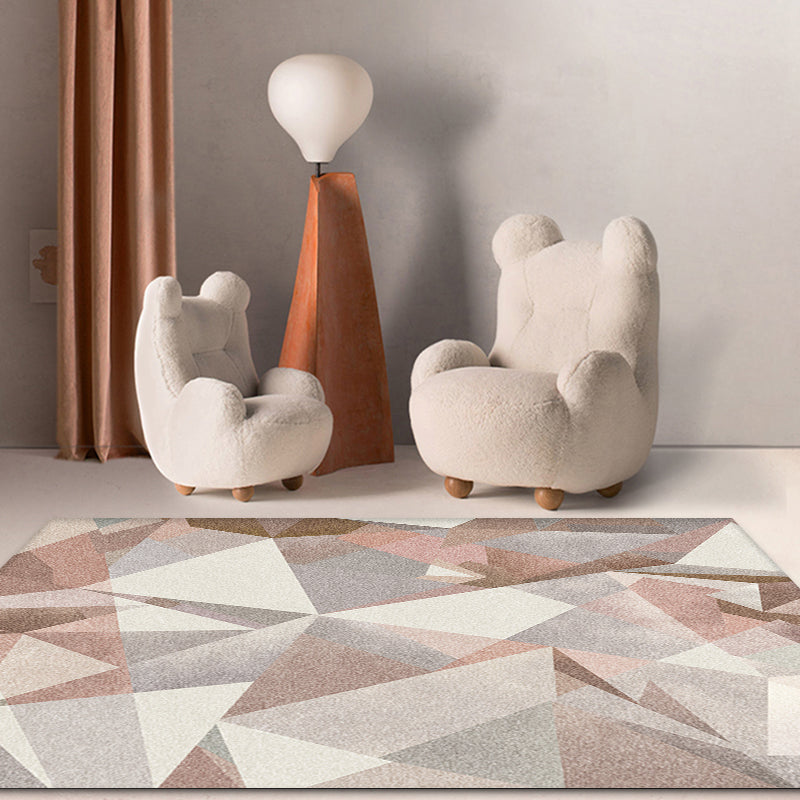 Multi Color Modern Rug Polypropylene Geometry Pattern Rug Pet Friendly Washable Non-Slip Area Rug for Drawing Room Pink Clearhalo 'Area Rug' 'Rug' 1870376