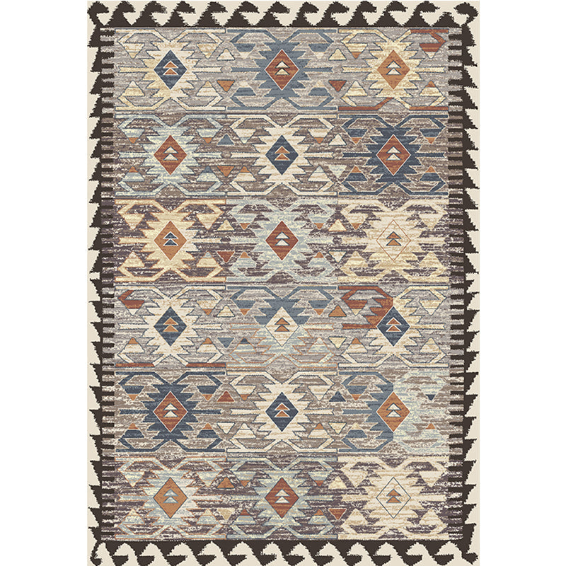 Grey Tribal Rhombus Pattern Rug Polypropylene Bohemian Area Rug Washable Anti-Slip Backing Rug for Living Room Clearhalo 'Area Rug' 'Rugs' 'Southwestern' Rug' 1870655