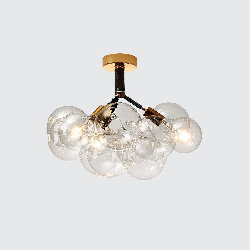 Contemporary Bubble Shape Semi Flush Ceiling Light Clear Glass Ceiling Lamp for Foyer Corridor Clearhalo 'Ceiling Lights' 'Close To Ceiling Lights' 'Close to ceiling' 'Glass shade' 'Glass' 'Island Lights' 'Semi-flushmount' Lighting' 1870956