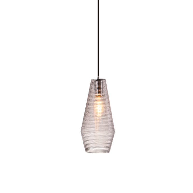 Ridged Glass Vase Ceiling Pendant Light Cloth Shop One Head Contemporary Hanging Lamp Clearhalo 'Ceiling Lights' 'Modern Pendants' 'Modern' 'Pendant Lights' 'Pendants' Lighting' 1871156