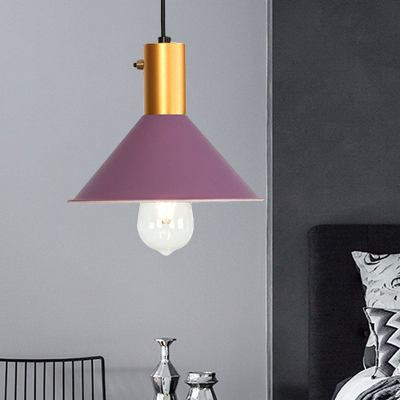 Modernist Tapered Shade Ceiling Fixture 1 Light Metallic Suspension Lamp in Black/Grey for Coffee Shop Clearhalo 'Art Deco Pendants' 'Black' 'Cast Iron' 'Ceiling Lights' 'Ceramic' 'Crystal' 'Industrial Pendants' 'Industrial' 'Metal' 'Middle Century Pendants' 'Pendant Lights' 'Pendants' 'Rustic Pendants' 'Tiffany' Lighting' 1871467