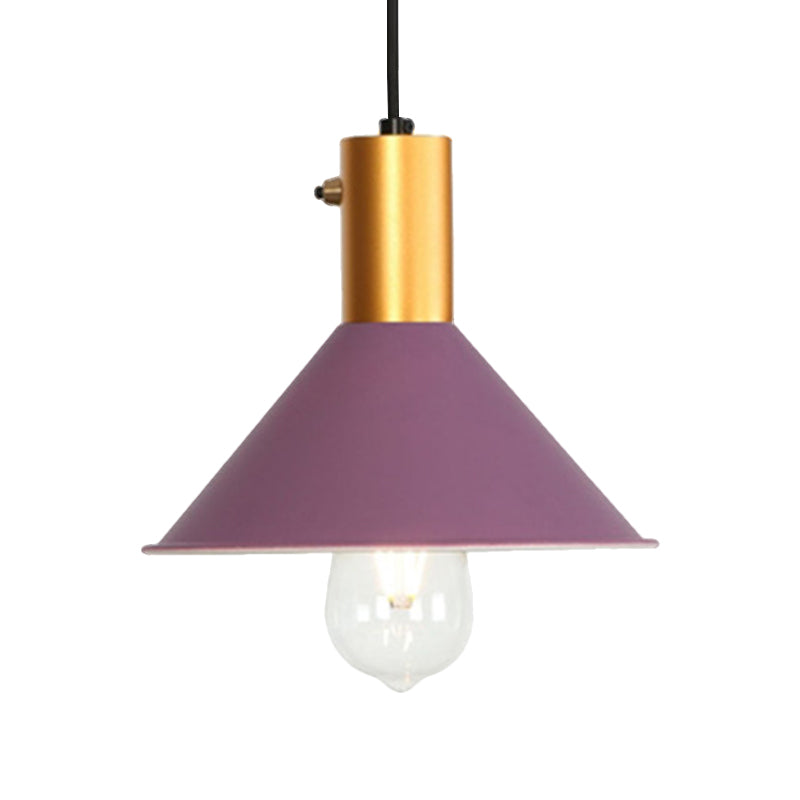 Modernist Tapered Shade Ceiling Fixture 1 Light Metallic Suspension Lamp in Black/Grey for Coffee Shop Clearhalo 'Art Deco Pendants' 'Black' 'Cast Iron' 'Ceiling Lights' 'Ceramic' 'Crystal' 'Industrial Pendants' 'Industrial' 'Metal' 'Middle Century Pendants' 'Pendant Lights' 'Pendants' 'Rustic Pendants' 'Tiffany' Lighting' 1871468