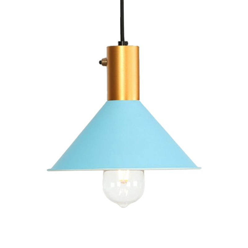 Modernist Tapered Shade Ceiling Fixture 1 Light Metallic Suspension Lamp in Black/Grey for Coffee Shop Clearhalo 'Art Deco Pendants' 'Black' 'Cast Iron' 'Ceiling Lights' 'Ceramic' 'Crystal' 'Industrial Pendants' 'Industrial' 'Metal' 'Middle Century Pendants' 'Pendant Lights' 'Pendants' 'Rustic Pendants' 'Tiffany' Lighting' 1871480