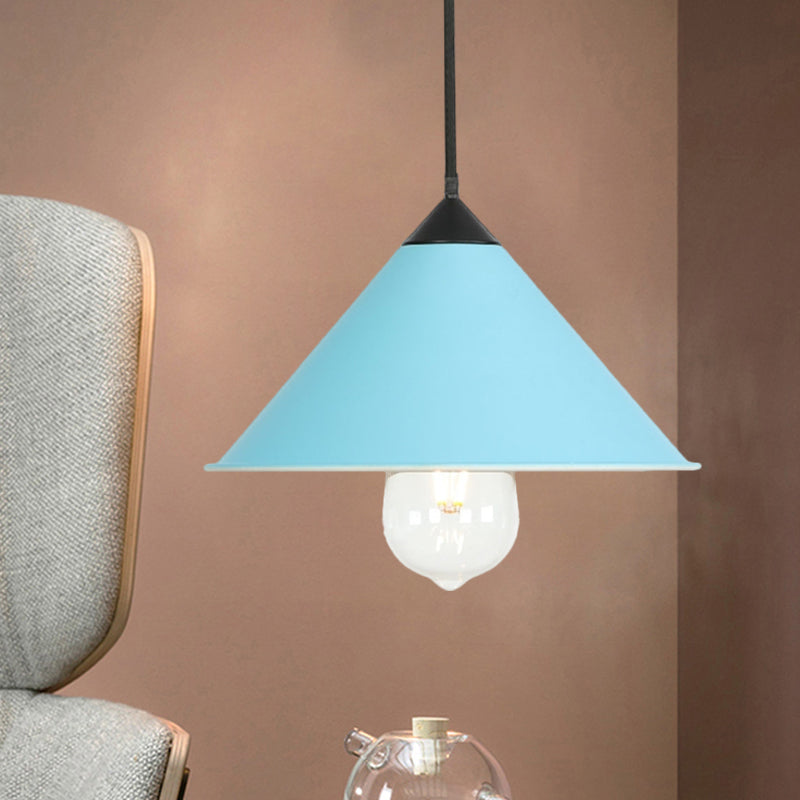 Contemporary Style Cone Ceiling Lamp 1 Bulb Metal Suspended Light in Black/Grey/Pink for Kitchen Clearhalo 'Art Deco Pendants' 'Black' 'Cast Iron' 'Ceiling Lights' 'Ceramic' 'Crystal' 'Industrial Pendants' 'Industrial' 'Metal' 'Middle Century Pendants' 'Pendant Lights' 'Pendants' 'Rustic Pendants' 'Tiffany' Lighting' 1871766