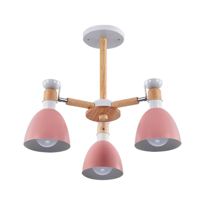 Domed Study Room Ceiling Mount Light Metal 3 Lights Macaron Ceiling Lamp Clearhalo 'Ceiling Lights' 'Chandeliers' Lighting' options 187196