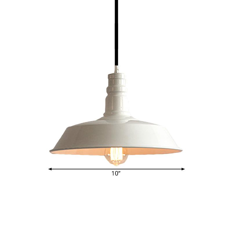 Barn Dining Table Hanging Light Fixture Vintage Stylish Metal 1 Bulb White Ceiling Lamp, 10"/14" Diameter Clearhalo 'Art Deco Pendants' 'Cast Iron' 'Ceiling Lights' 'Ceramic' 'Crystal' 'Industrial Pendants' 'Industrial' 'Metal' 'Middle Century Pendants' 'Pendant Lights' 'Pendants' 'Tiffany' Lighting' 1872015