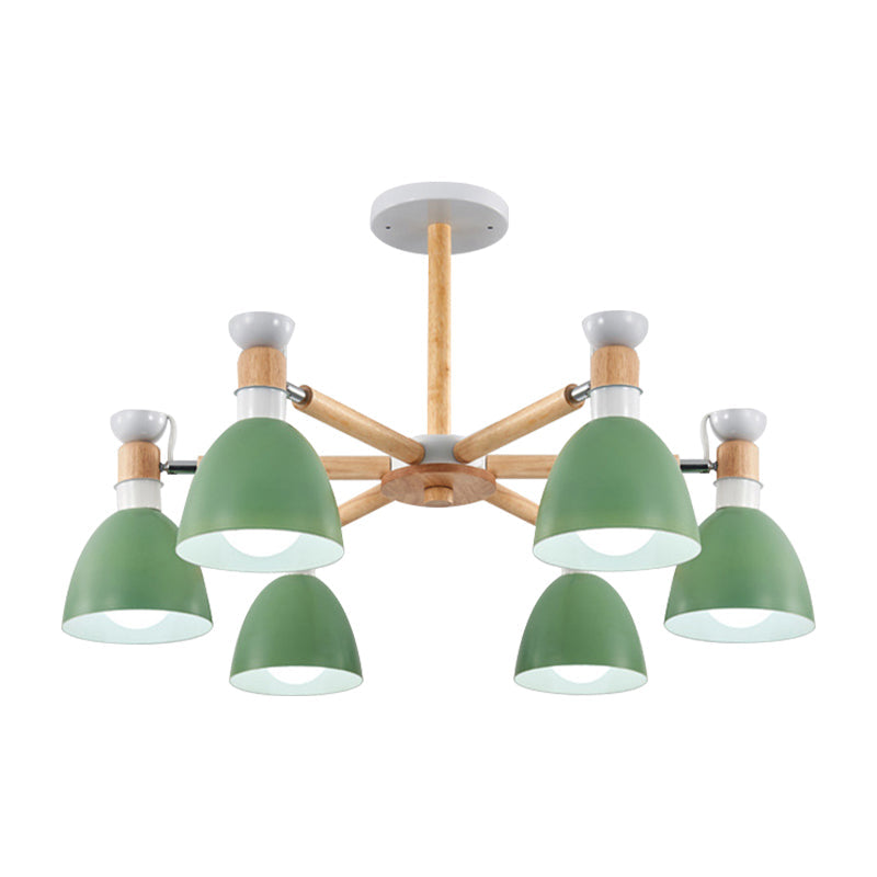 Metal Bowl Shade Ceiling Light Boys Girls Bedroom Six Lights Macaron Chandelier Clearhalo 'Ceiling Lights' 'Chandeliers' Lighting' options 187207